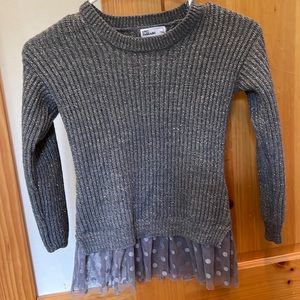 Girls Gray and gold thread sweater